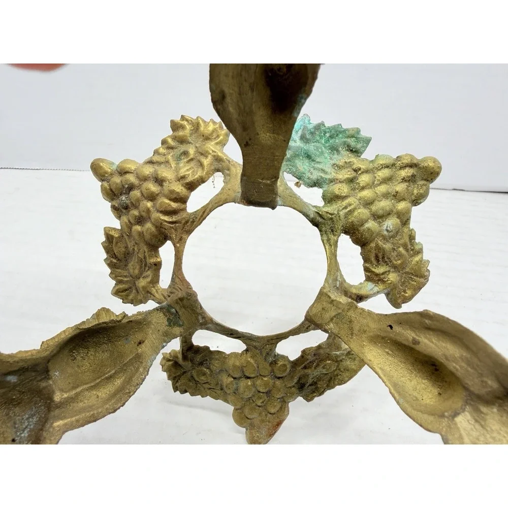 Vintage Brass 3 Angel Cherub Grapevine Bowl Holder Centerpiece Missing Bowl